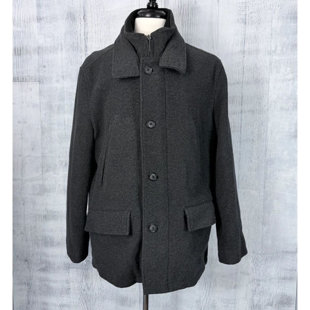 Covington Wool-Blend Jacket Men's M High Collar Full Zip Lined Charcoal Gray